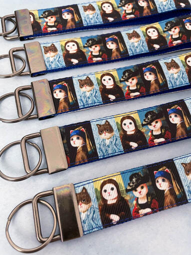 Cat Paintings Key Fob Wristlet